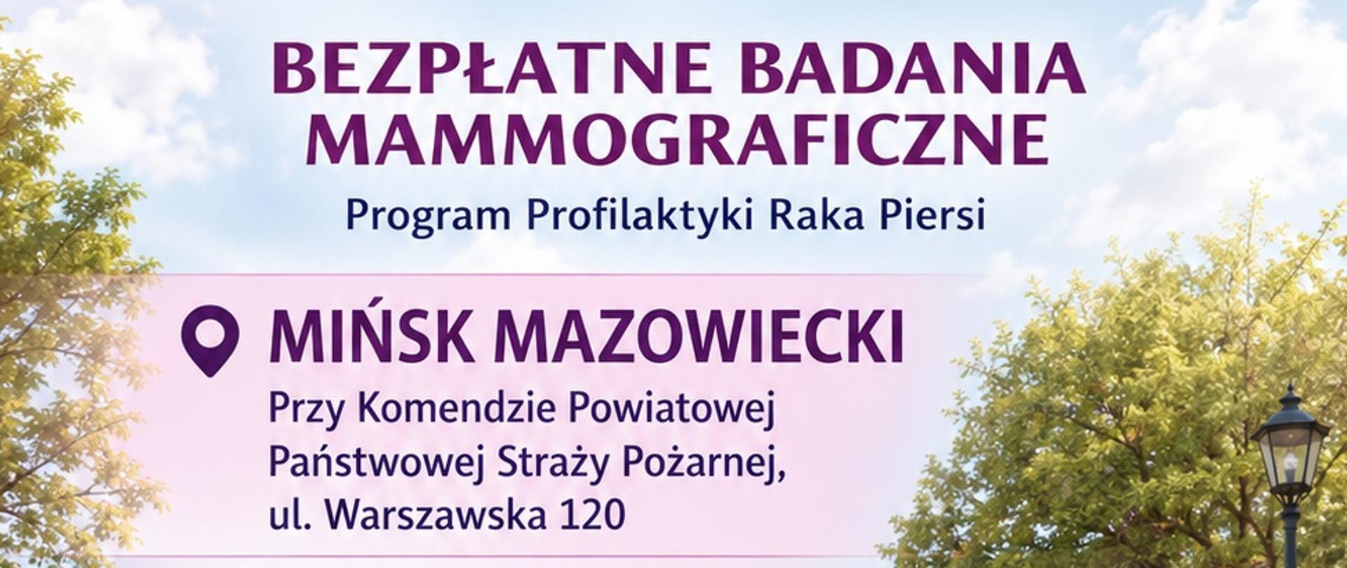 Bezpłatne badania mammograficzne przy KP PSP Mińsk Mazowiecki