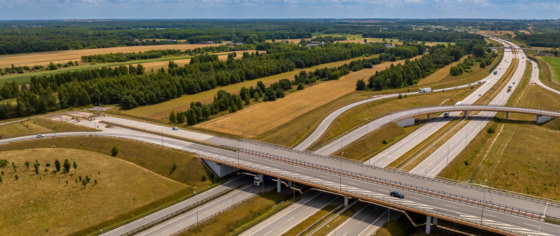 Węzeł Łódź Południe widok w kierunku Piotrkowa Tryb.