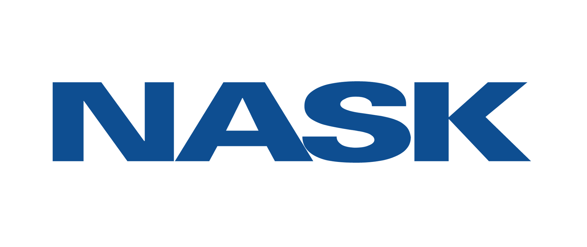 logo w poziomie. Niebieski napis "NASK"