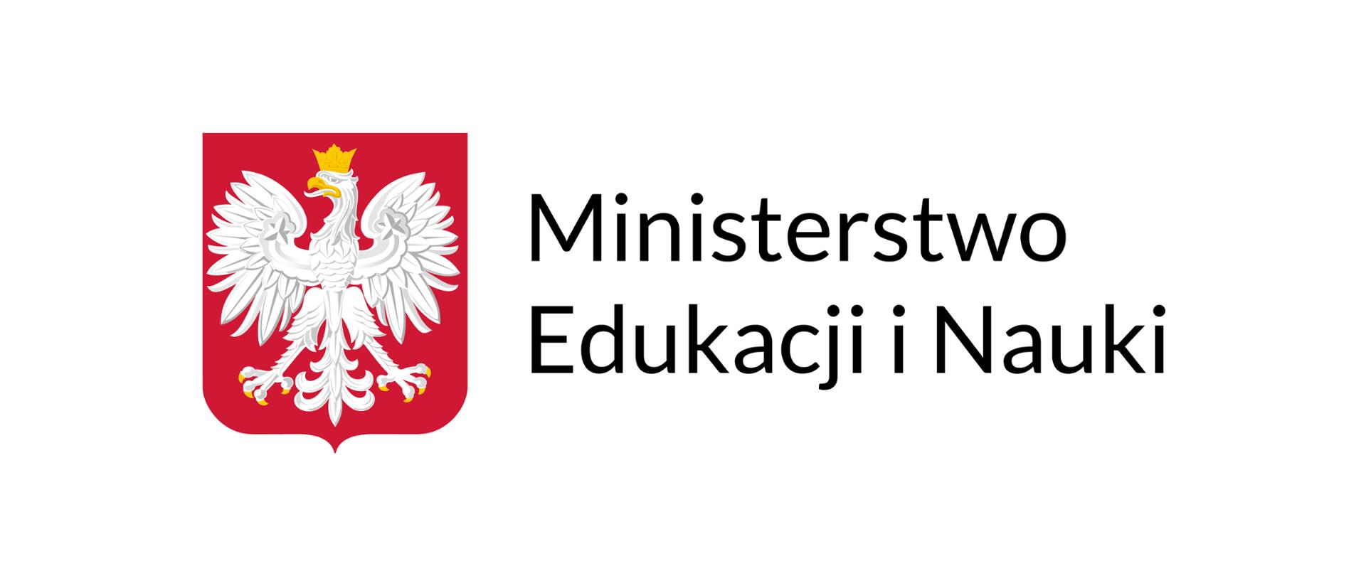 logo w poziomie. Po lewej stronie Herb Rzeczpospolitej Polskiej, po prawej napis "Ministerstwo Edukacji i Nauki"