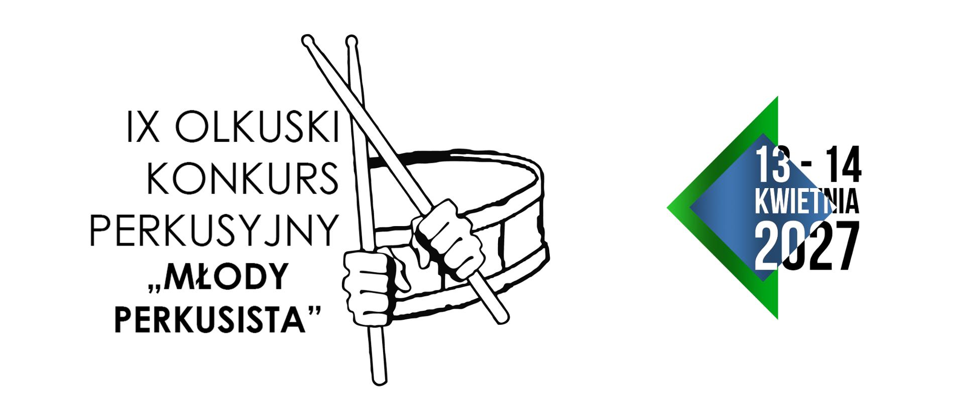 białe tło, czarne napisy, logo konkursu, z prawej data z kolorową strzałką