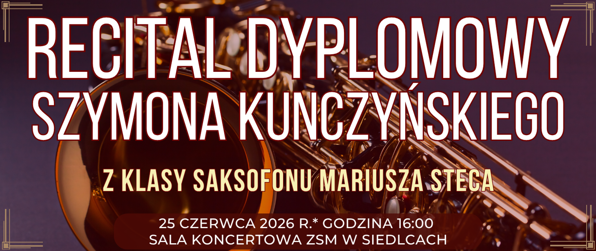baner w tle saksofon oraz informacja o wydarzeniu
