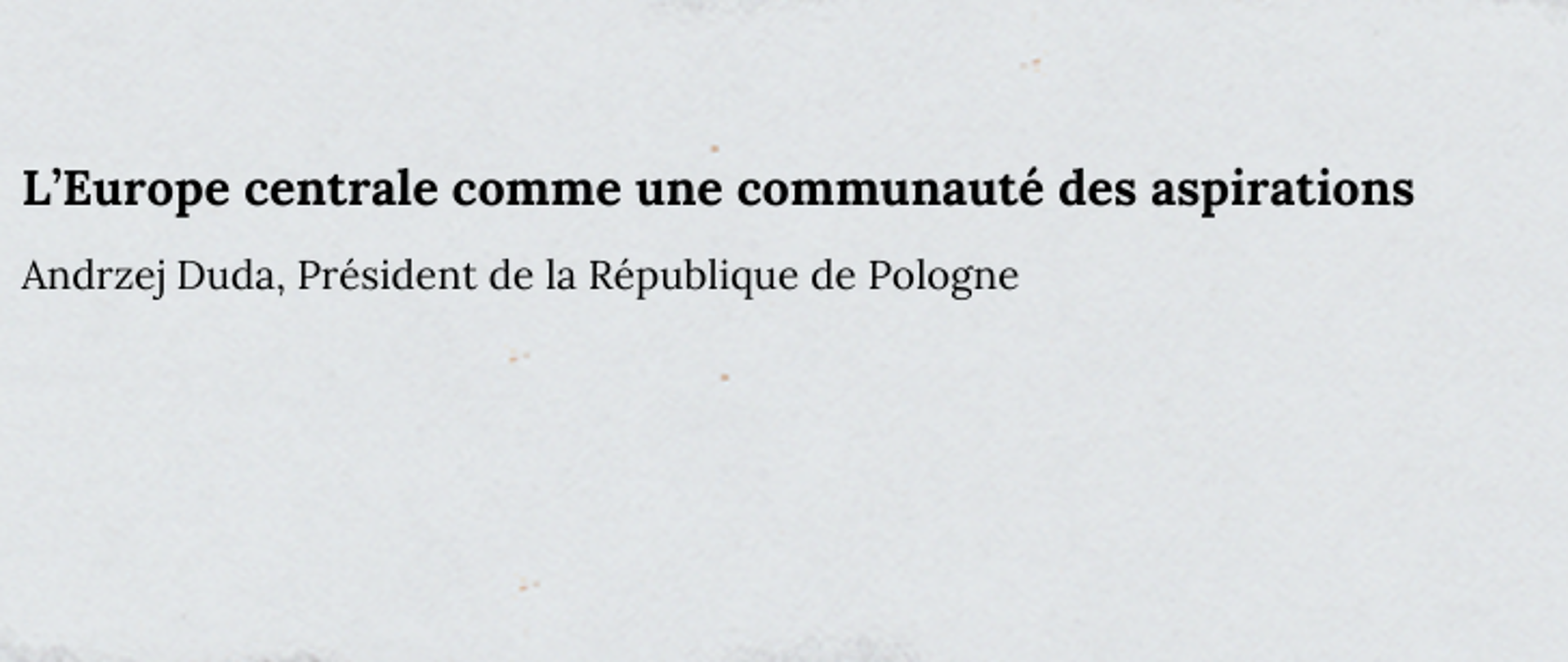 L’Europe centrale comme une communauté des aspirations