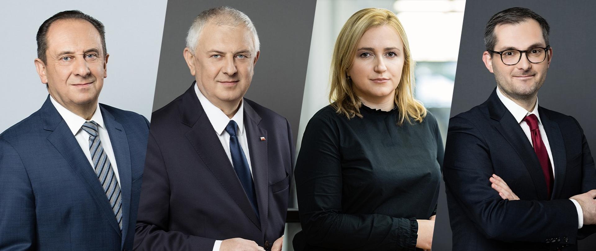 Kolaż zdjęć. Wiceministrowie: Andrzej Gut-Mostowy, Grzegorz Piechowiak, Olga Semeniuk, Marek NIedużak