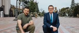 Ukrainian President Volodymyr Zelensky and Prime Minister Mateusz Morawiecki during a meeting in Kiev.