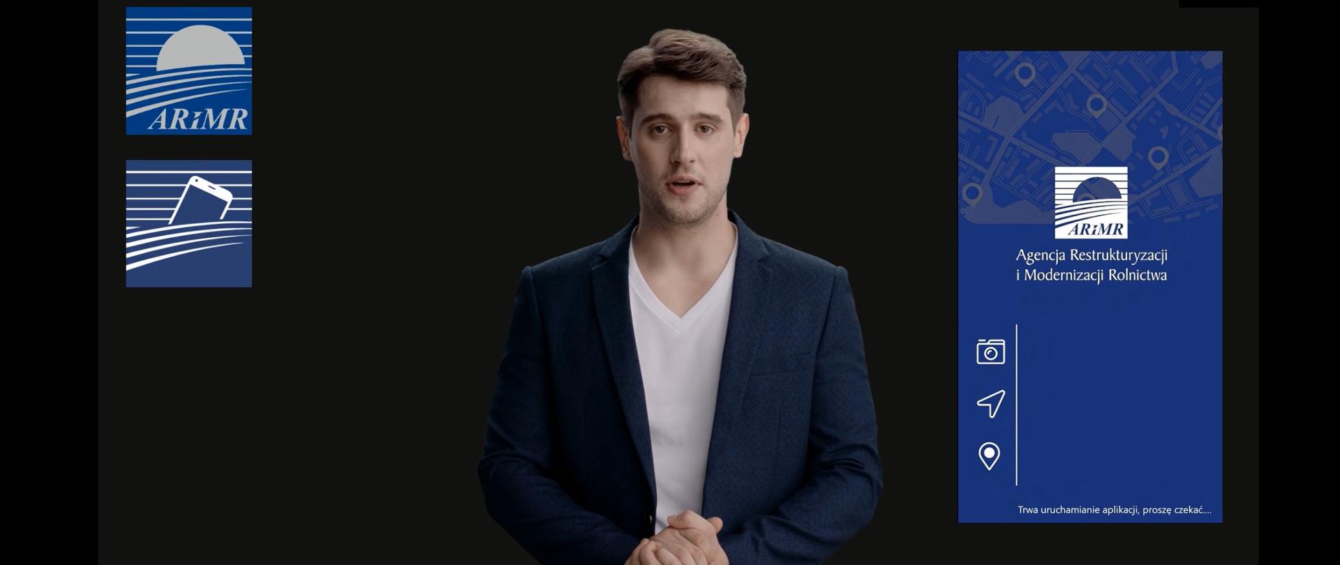 Obraz przedstawiający fragment filmu na temat aplikacji mobilnej oraz AMS