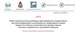 Na zdjęciu w formie dokumentu apel o niewypalanie traw podpisany przez kierownictwo służb mundurowych, instytucji powiatowych.