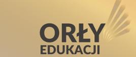 w prawy górnym rogu symbol skrzydła - pięć złotych piór, po środku napis ORŁY EDUKACJI