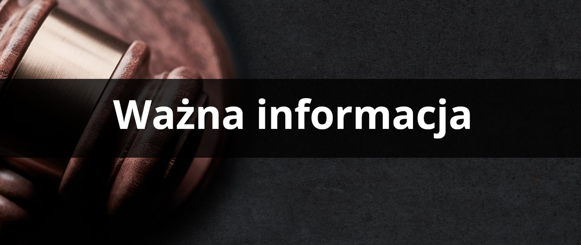 Grafika z napisem ważna informacja