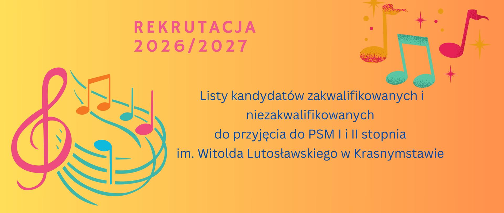 Plakat przedstawia listę osób zakawlifikowanych i nie do przyjęcia do szkoły