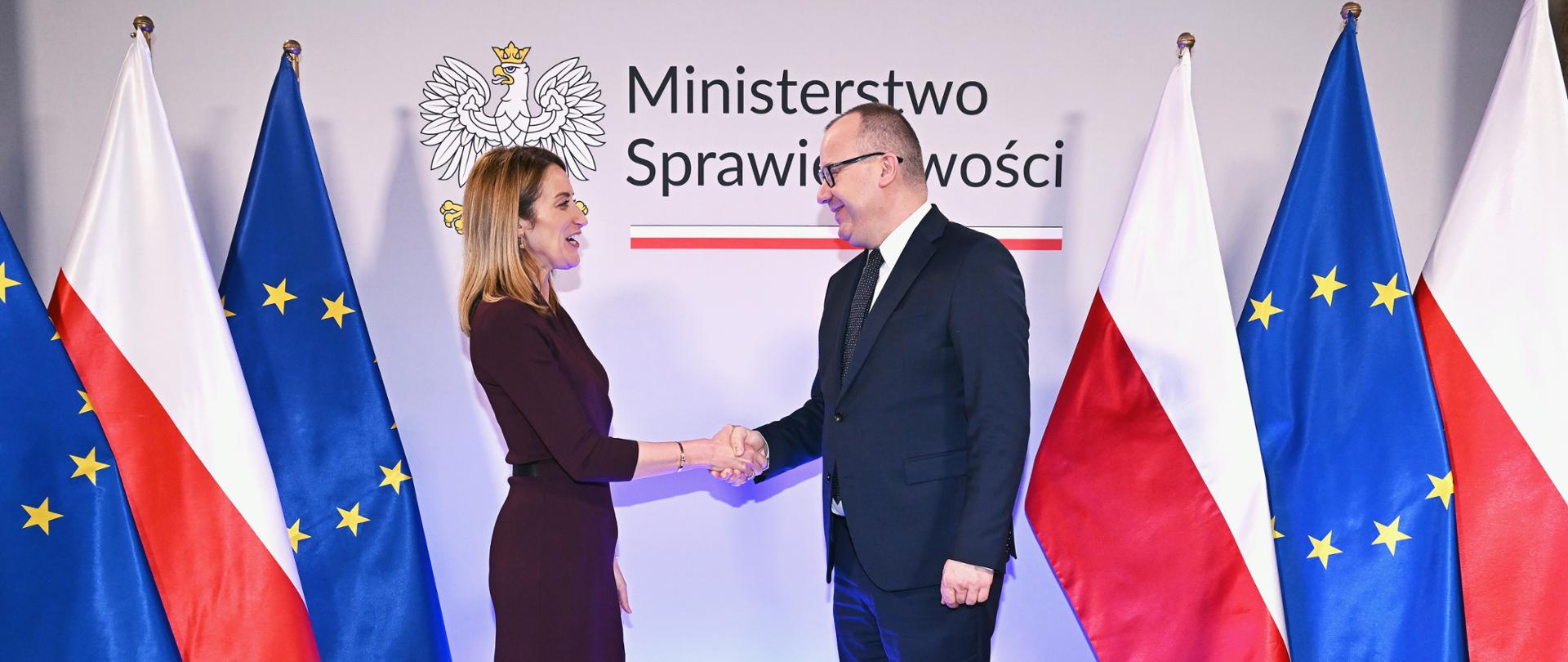 Przewodnicząca Parlamentu Europejskiego Roberta Metsola z wizytą w Ministerstwie Sprawiedliwości. 