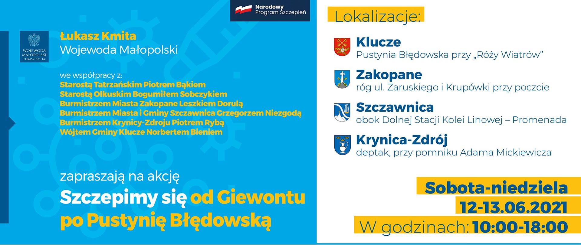 Plenerowa akcja szczepień
"Szczepimy się od Giewontu po Pustynię Błędowską”
