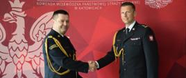 Śląski Komendant Wojewódzki PSP nadbryg. Jacek Kleszczewski składa gratulacje nowemu Zastępcy Komendanta Miejskiego PSP w Częstochowie