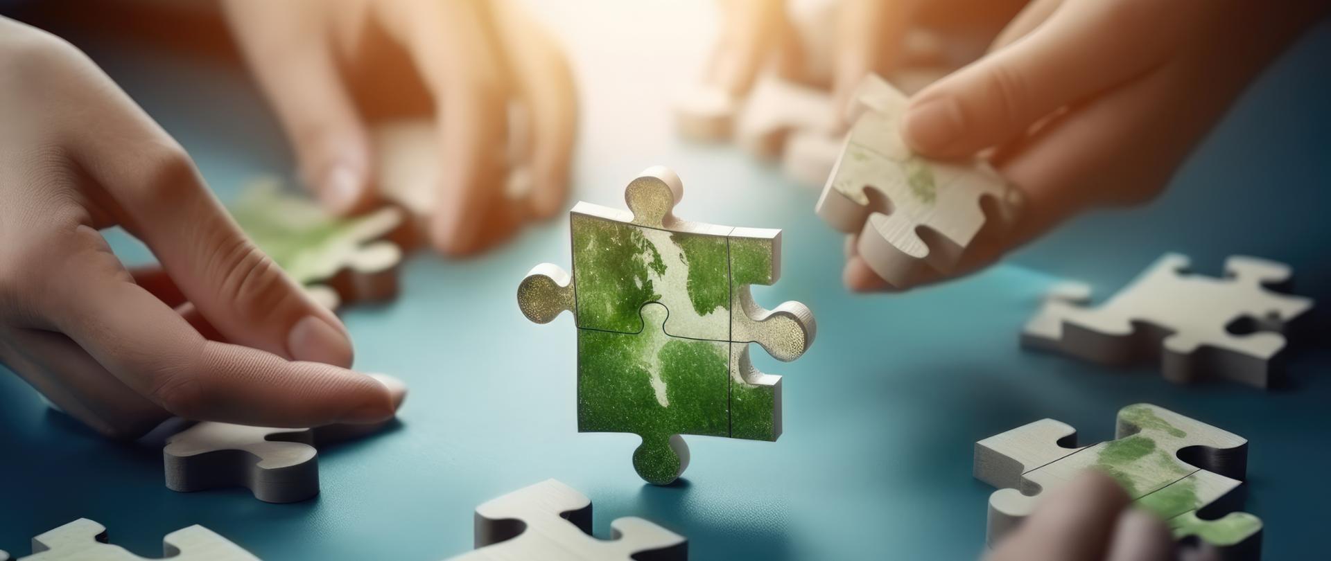 układanie puzzli z zielonymi polami