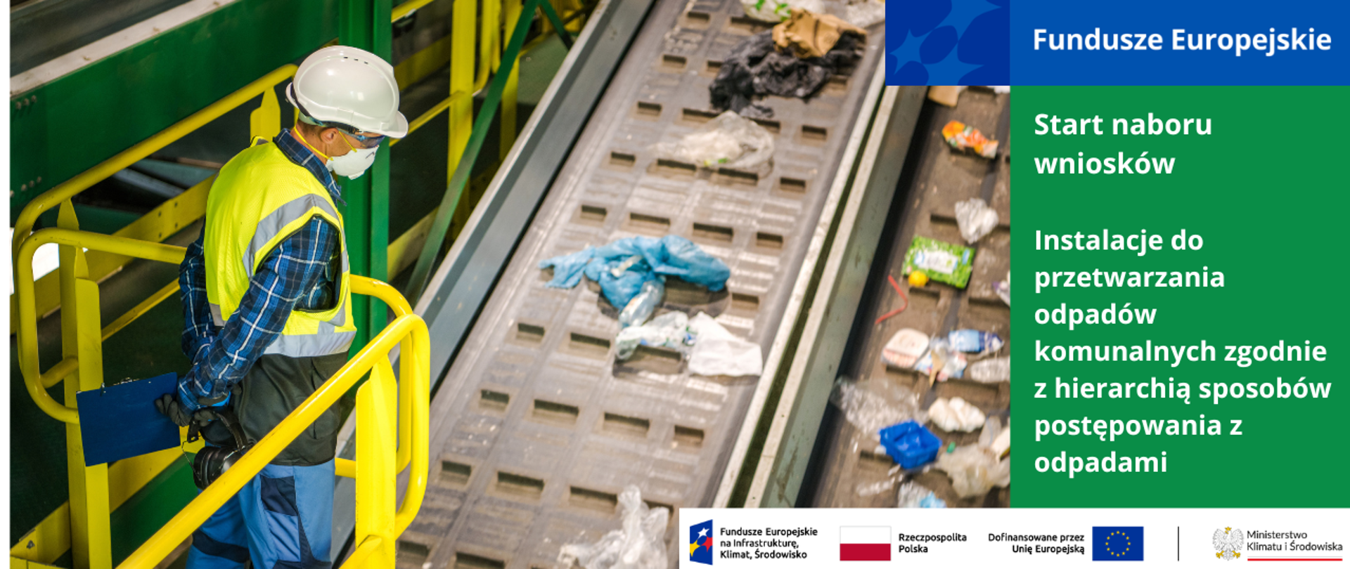 Mężczyzna kontrolujący taśmę do segregacji odpadów