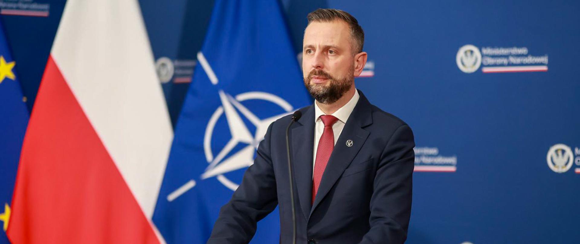 26 września 2025 r. w siedzibie MON (ul. Klonowa) Władysław Kosiniak - Kamysz wicepremier, minister obrony narodowej wziął udział w konferencji prasowej po telekonferencji z Andriusem Kubiliusem unijnym komisarzem ds. obrony i przestrzeni kosmicznej oraz ministrami obrony państw wschodniej flanki NATO. Fot. Krzysztof Niedziela/MON