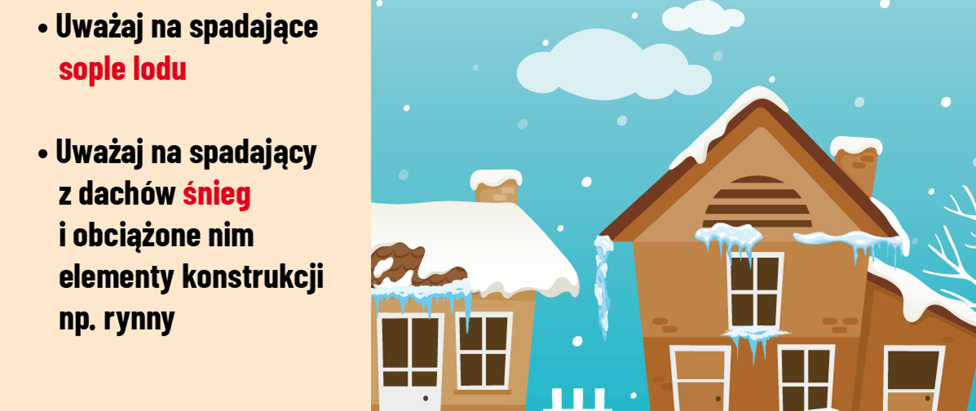 Uwaga na lód i śnieg na dachach
