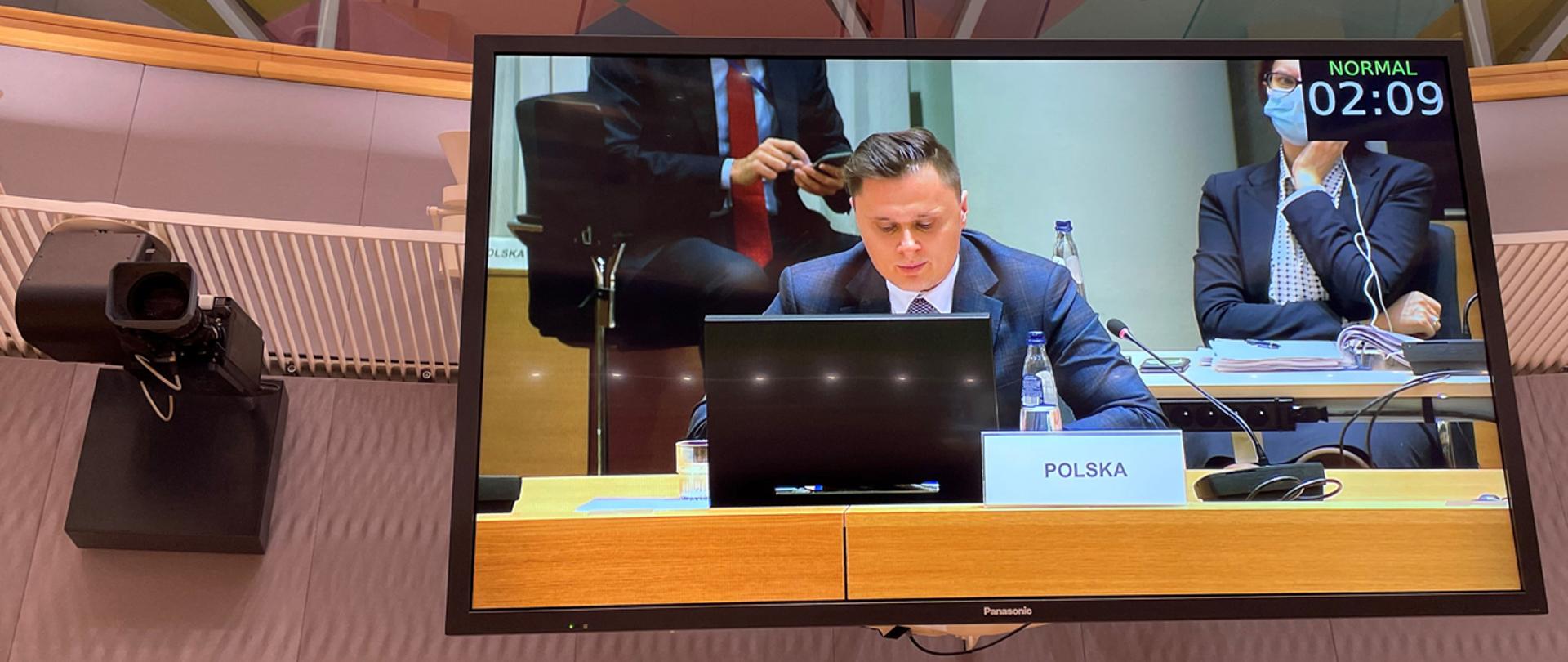 Vice-Minister Krzysztof Ciecióra during the meeting in Brussels