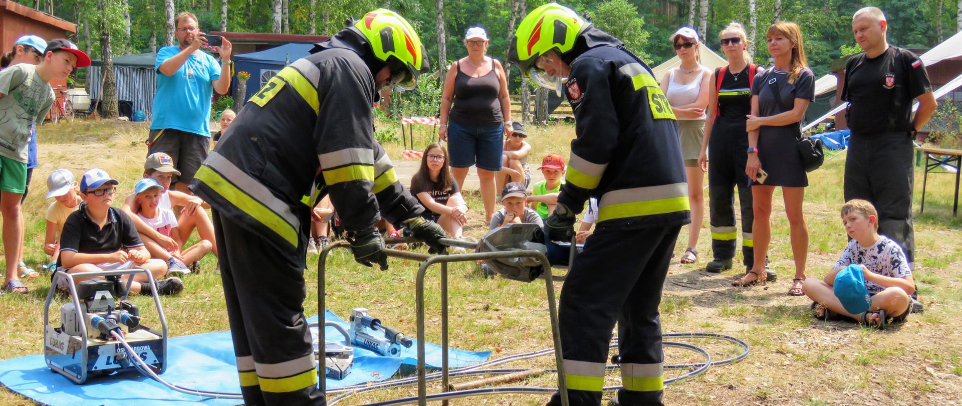 Kontrola obozu harcerskiego w Wojnowie - pokazy działań ratowniczych dla uczestników