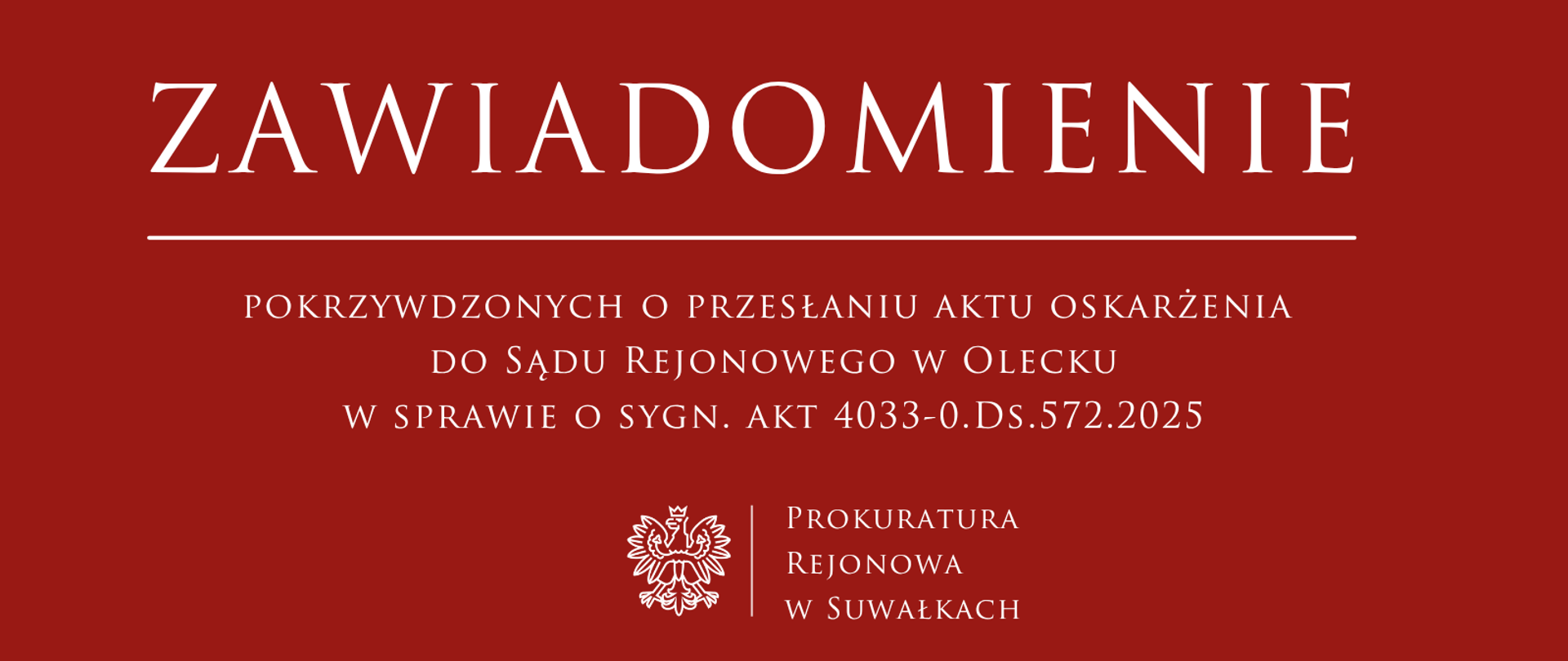 zawiadomienie o przesłaniu aktu oskarzenia
