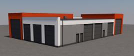 Na zdjęciu widzimy wizualizacje budynku warsztatowego. 