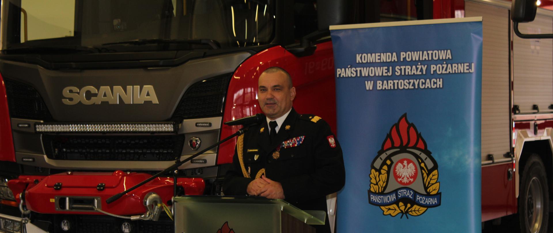 Przemawia Komendant Wojewódzki PSP