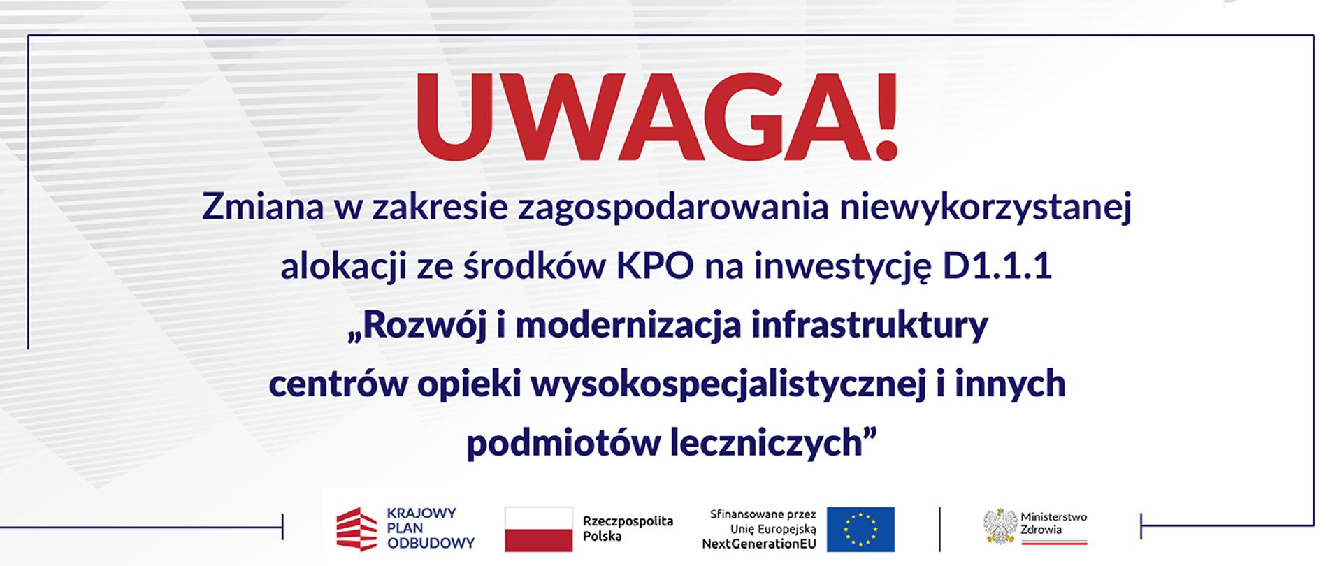 Zmiana w zakresie niewykorzystanej alokacji