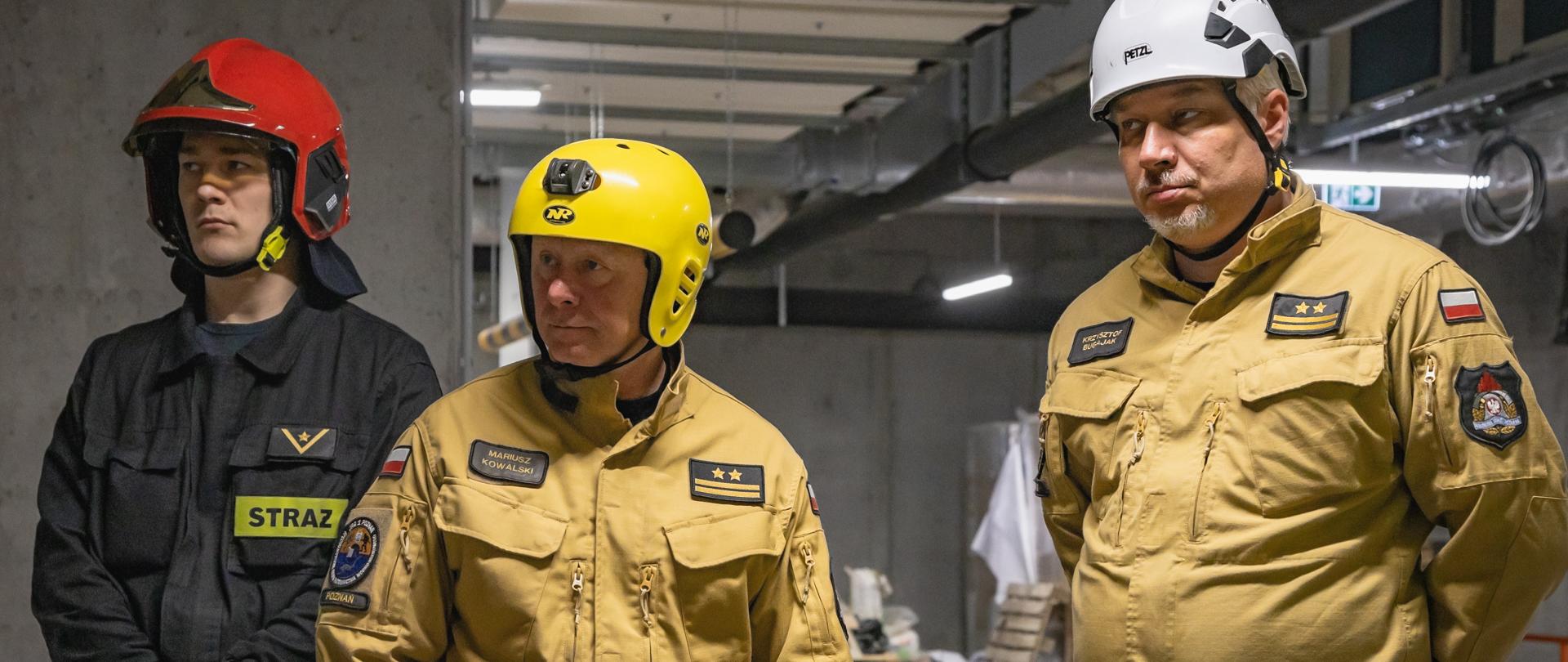 Strażacy wewnątrz budynku