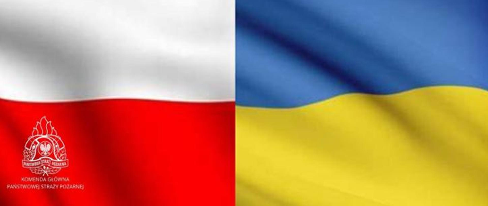 Zdjęcie przedstawia flagę Polski i Ukrainy