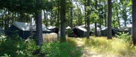 Zdjęcie przedstawia teren rozbitych namiotów w obozowisku ZHP w Łowyniu.