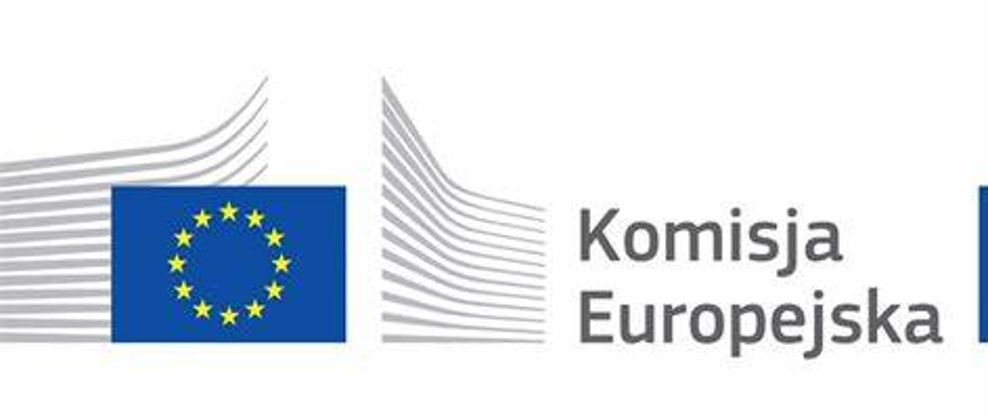 Logotyp Komisji Europejskiej przedstawia flagę Unii Europejskiej i napis Komisja Europejska