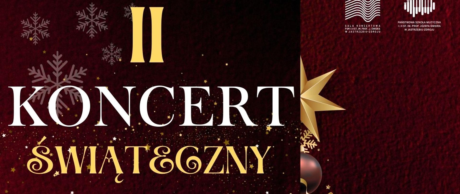 Plakat informacyjny dotyczący Koncertu Świątecznego uczniów odbywającego się w dniu 18.12.2025 o godz. 17.00.