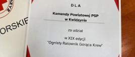 Dyplom dla KP PSP Kwidzyn 