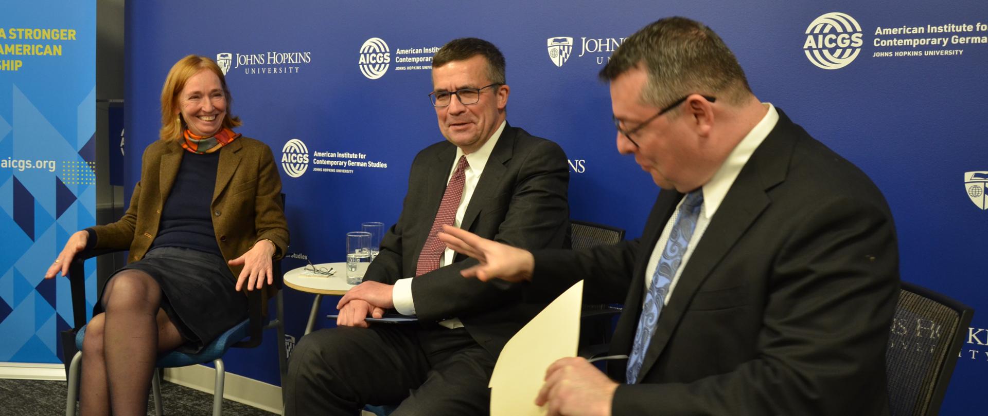 Ambassador Emily Haber, Ambassador Piotr Wilczek and Eric Langenbacher, Johns Hopkins University 