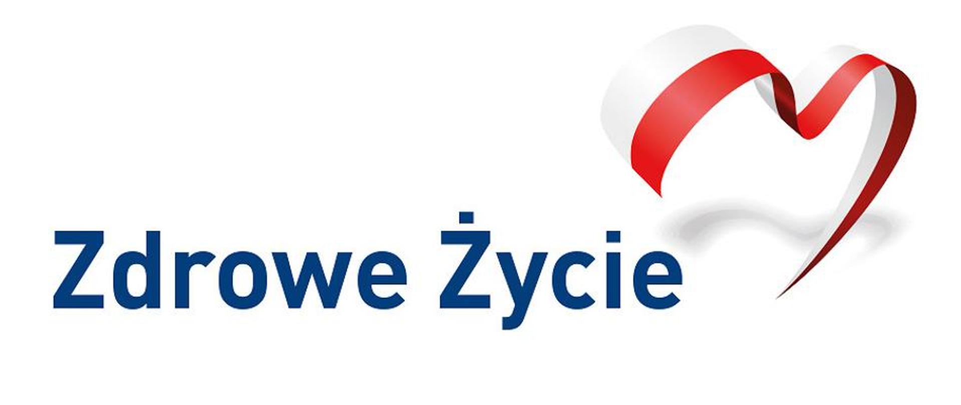Obrazek z napisem Zdrowe Życie oraz flagą Polski w kształcie serca. 