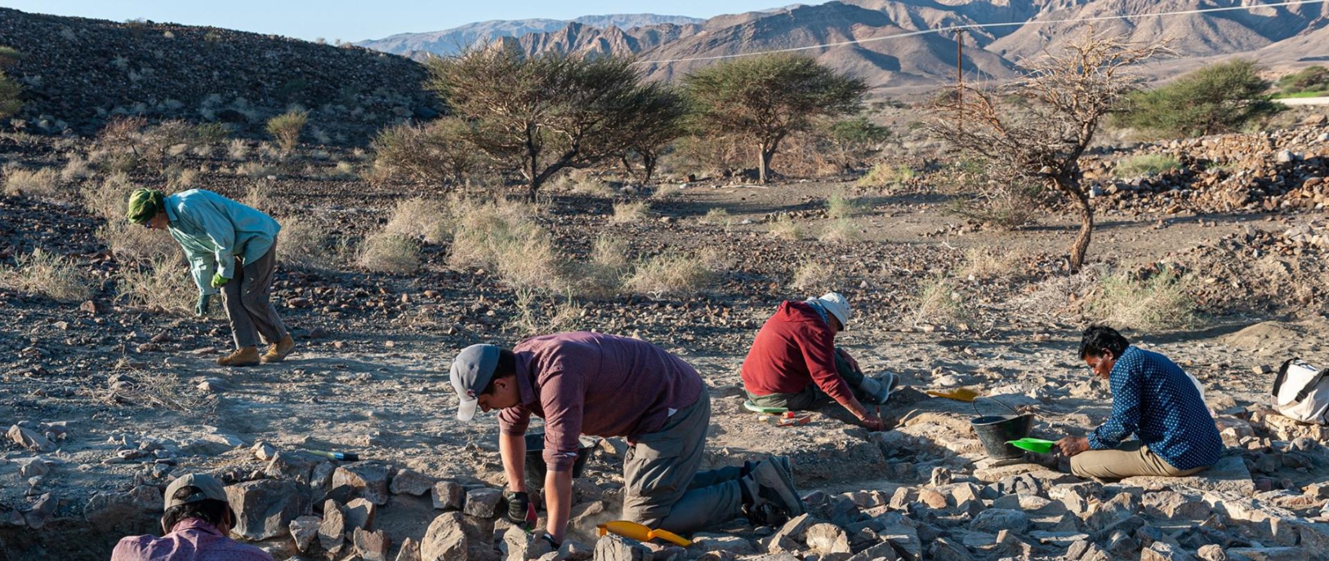 Czyszczenie murów budynku z okresu Umm an-Nar (fot. J. Śliwa/ CAŚ UW)