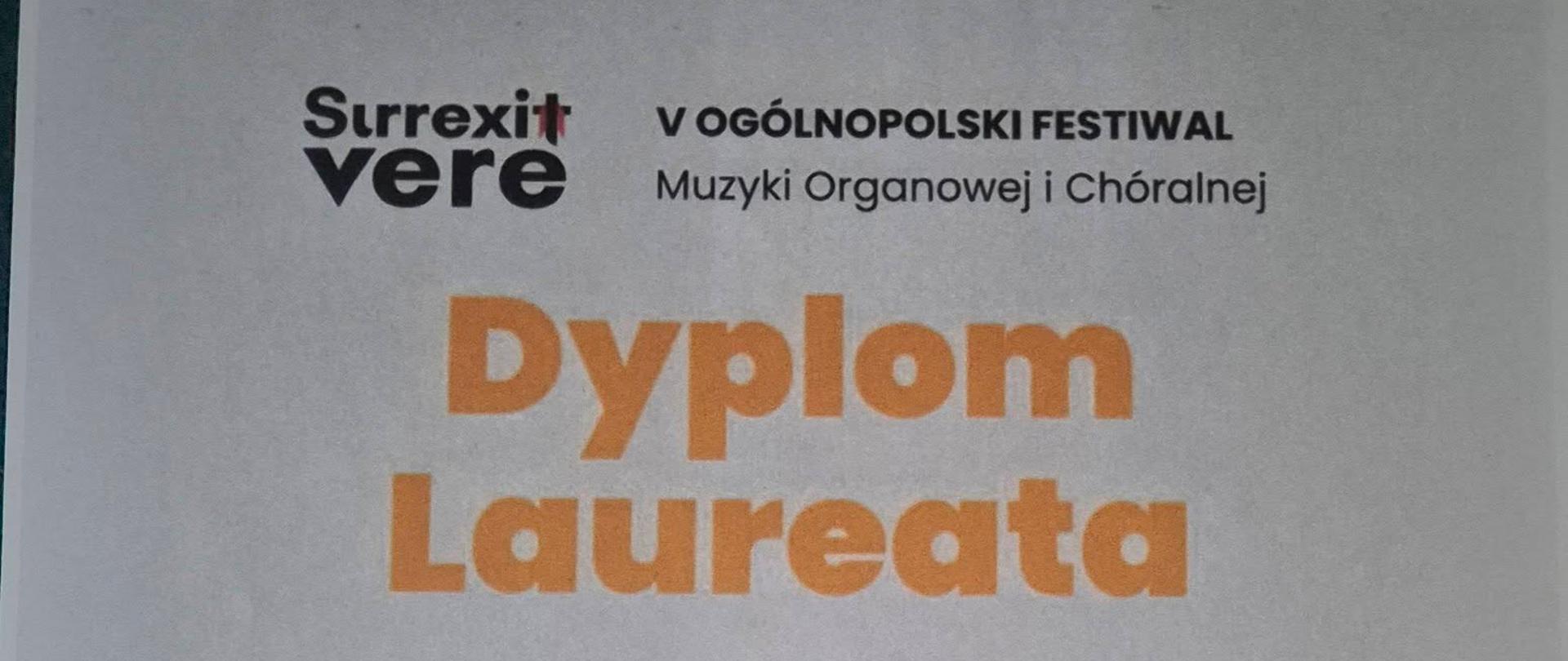 Dyplom za zajęcie I miejsca w Konkursie Organowego Akompaniamentu Liturgicznego we Włocławku w kategorii II dla Bartosza Wesołka.