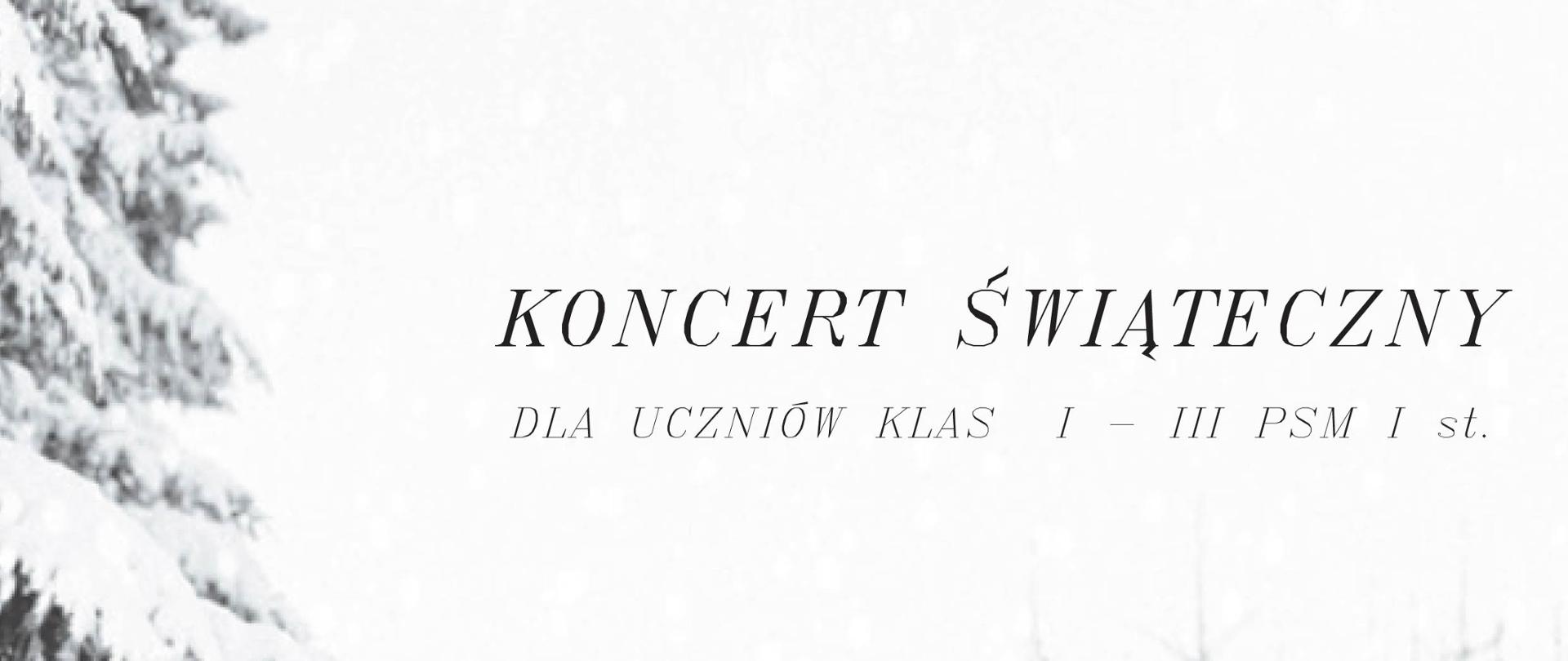 tył czerwonego samochodu typu pickup z choinką w bagażniku w śnieżnej scenerii lasu iglastego