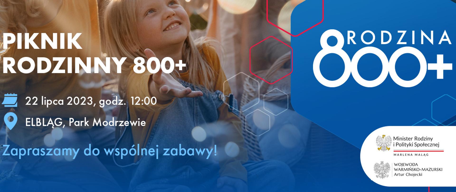 grafika z informacją o pikniku - w tle są dzieci 