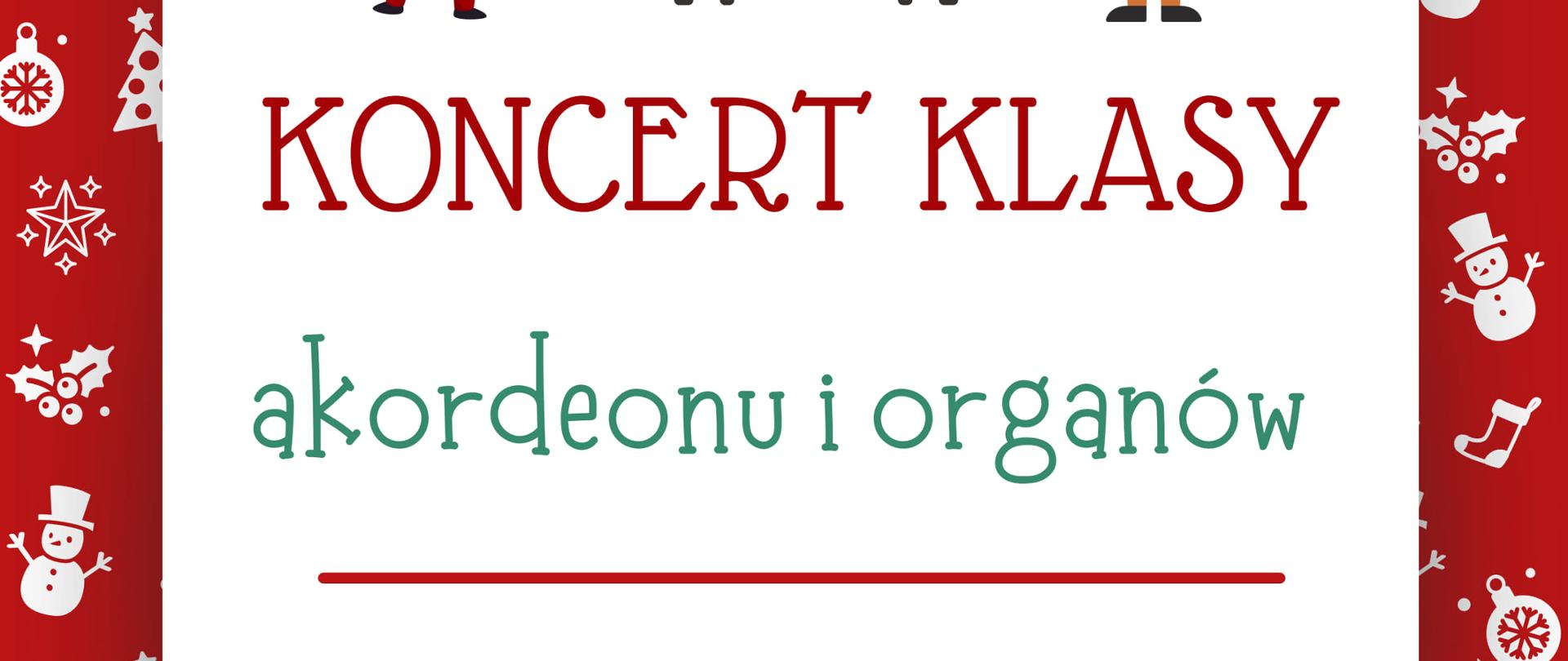 Zdjęcie przedstawia plakat promocyjny - zaproszenie na "Koncert klasy akordeonu i organów 20 listopada 2023" który ma odbyć się o godzinie 17:00 w auli PSM Bystrzyca Kłodzka 