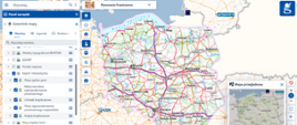 Zrzut ekranu z modułu tematycznego Planowanie Przestrzenne. Na mapie przedstawiony jest widok włączonych usług Rejestru Urbanistycznego.
