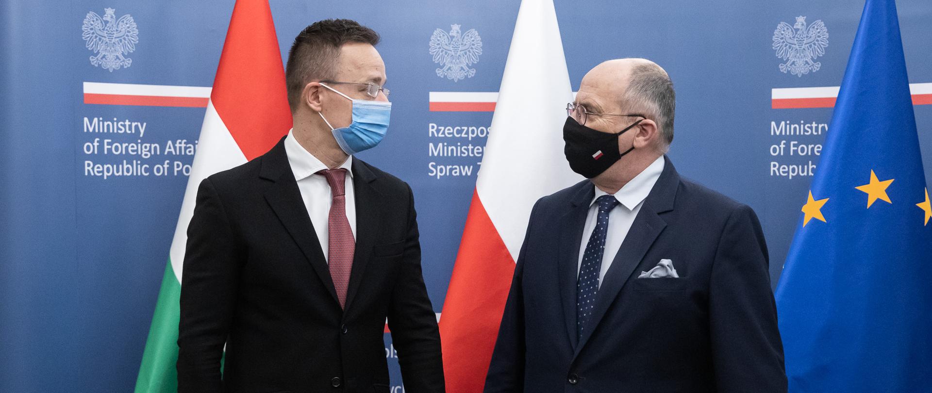 2021.01.28 Warszawa . Minister Zbigniew Rau . Wizyta minister SZ Wegry Peter Szijjarto .Fot. Tymon Markowski / MSZ