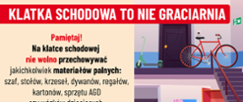Klatka schodowa to nie graciarnia, plakat prewencji społecznej PSP
