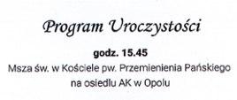 Program uroczystości 1 sierpnia 2022 r.