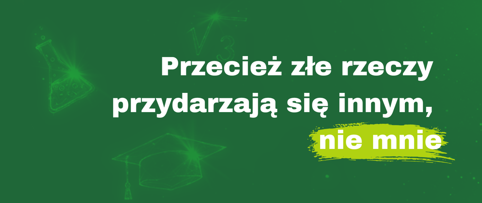 grafika, ikony menzurki w tle, biretu, hasło