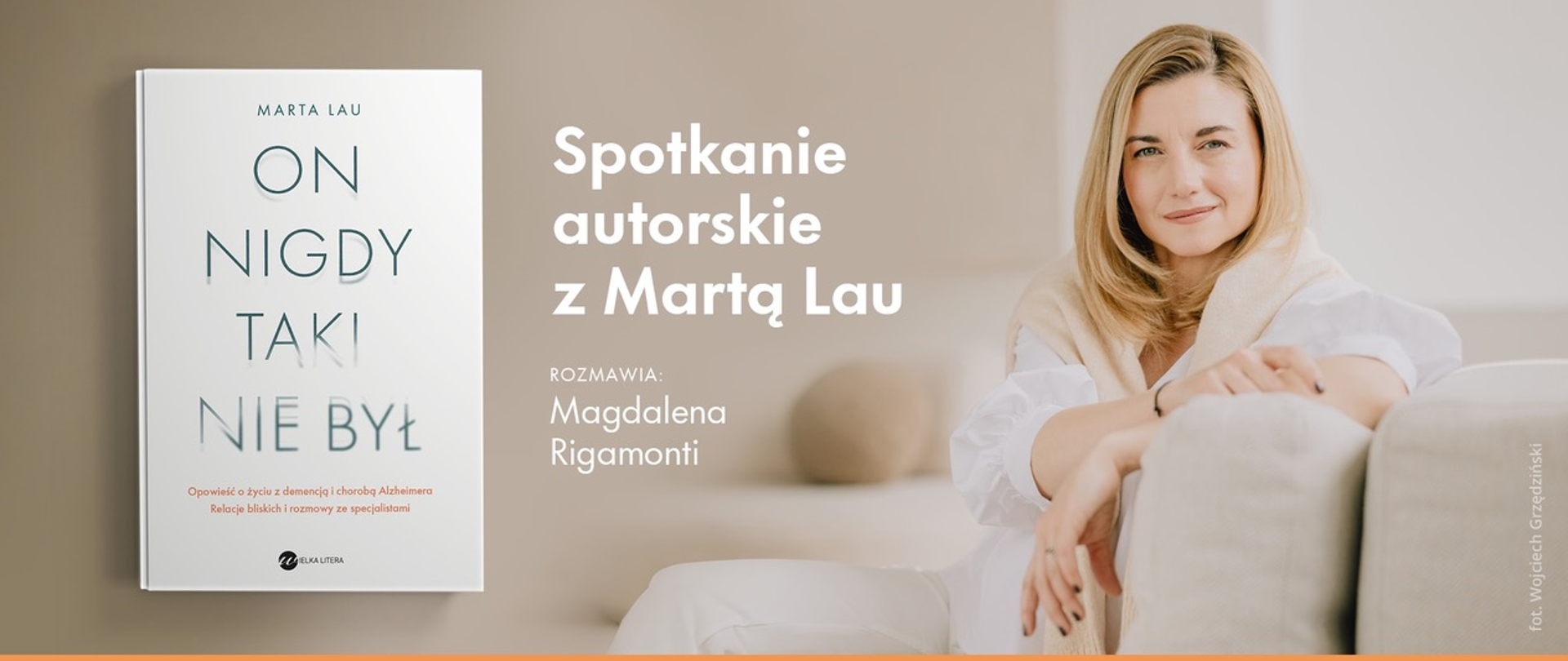 Zdjęcie przedstawia grafikę spotkania autorskiego. 