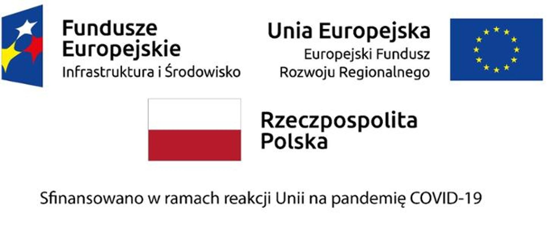 Oznaczenia Funduszy Europejskich, Unii Europejskiej i Rzeczypospolitej Polskie. Tekst Sfinansowano w ramach reakcji Unii na pandemię COVID-19