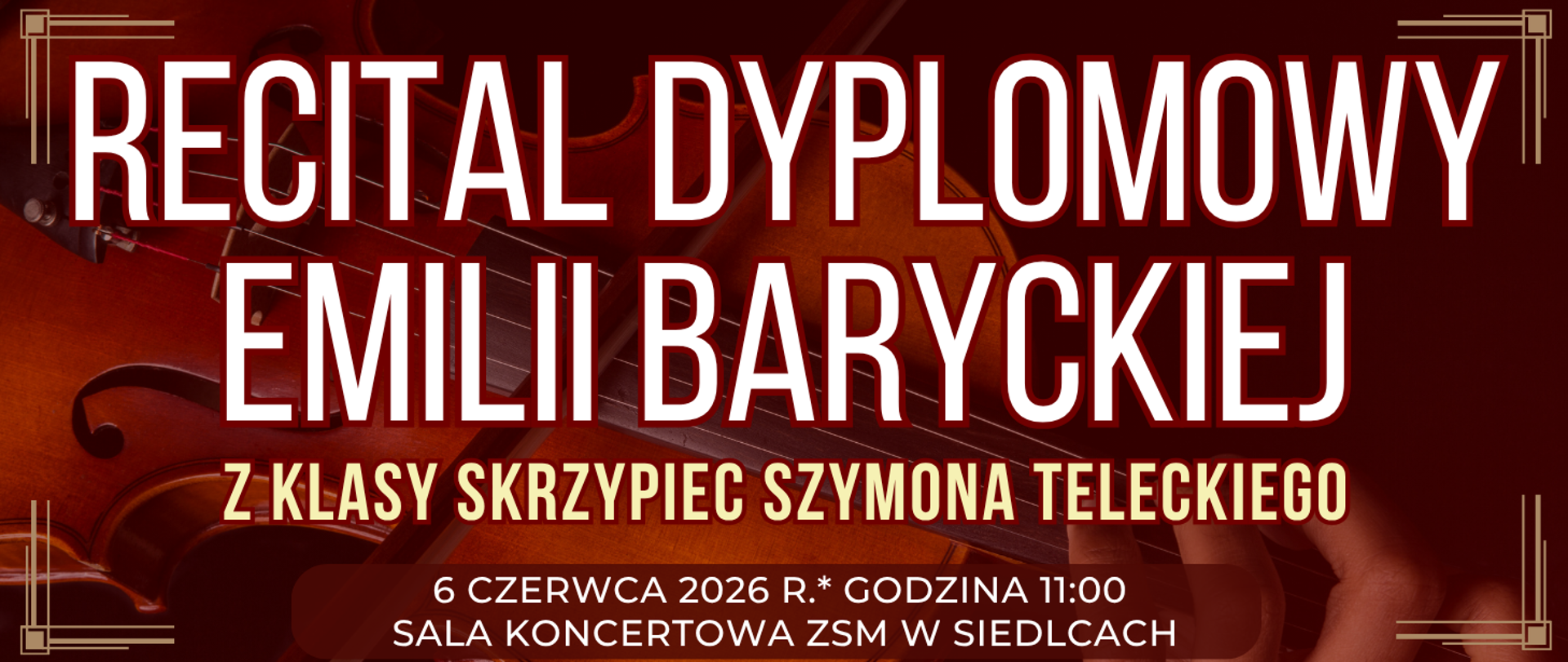 baner w tle skrzypce oraz informacja o wydarzeniu