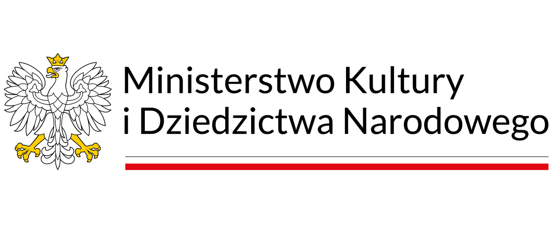 Logo Ministerstwa Kultury i Dziedzictwa Narodowego z wizerunkiem orła ustalonego dla godła Rzeczypospolitej Polskiej oraz barw Rzeczypospolitej Polskiej. W znaku zawarta jest również nazwa Ministerstwa Kultury i Dziedzictwa Narodowego.