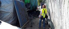 Inspektor Ochrony Środowiska przeprowadza oględziny po pożarze
